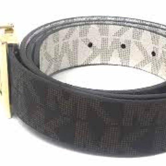 Michael Kors Reversible Brown & Vanilla Logo Belt